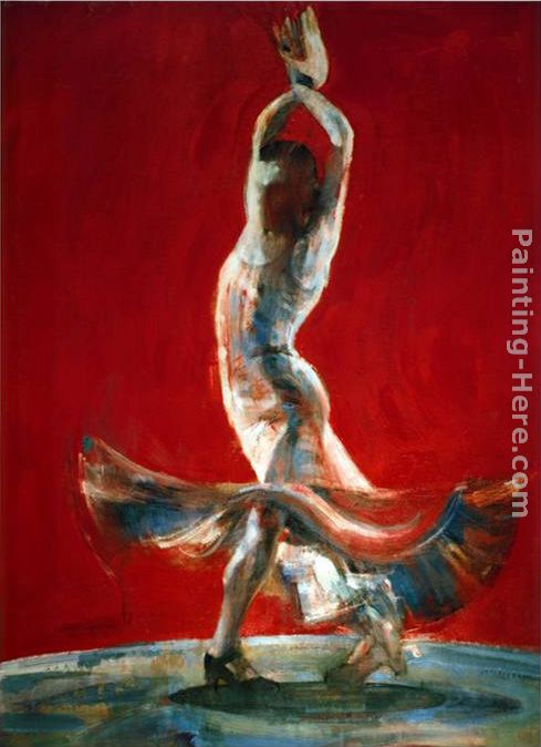 Flowing Dress painting - Flamenco Dancer Flowing Dress art painting